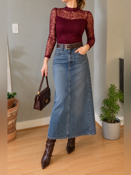 dELiA*s Dresses & Skirts - Low waisted Denim maxi Skirt with slit a line cut super flattering US 3/4 S XS